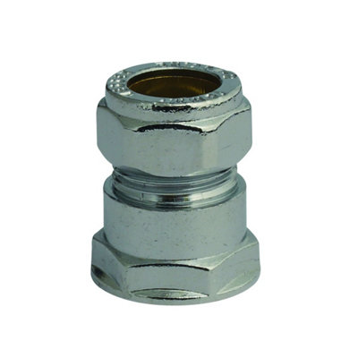 Plumbright Compression Straight Coupling 15mm X 1/2" Chrome Plated G31215Cp from B&Q