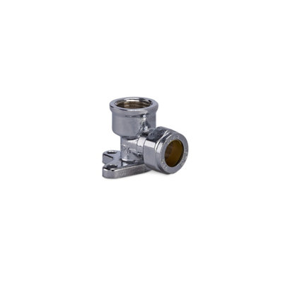 Plumbright Compression Wall Plate Elbow Female 15mm X 1/2" Chrome Plated P803Wpcp2. from B&Q