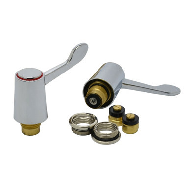 Plumbright Pair Of 1/2" Lever Basin And Sink Replacement Tap Heads Chrome 787149 from B&Q