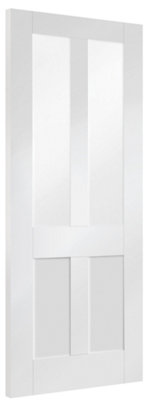 Xl Joinery Internal White Primed Malton Shaker With Clear Flat Glass Door2040 X 826 X 40mm from B&Q