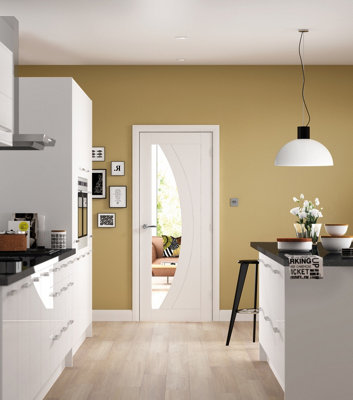 Xl Joinery Internal Salerno White Clear Glass Primed Door 1981 X 610 X 35mm (24") from B&Q