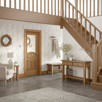 Xl Joinery Internal Calabria Oak Clear Bevelled Glass And Raised Mouldings Door 1981 X 762 X 35mm (30") from B&Q