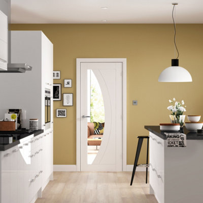Xl Joinery Internal Salerno White Clear Glass Primed Fire Door 1981 X 762 X 44mm (30") from B&Q
