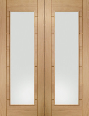 XL Joinery Internal Oak Palermo Pair With Clear Glass1981 X 1067 X 40mm (42") from B&Q