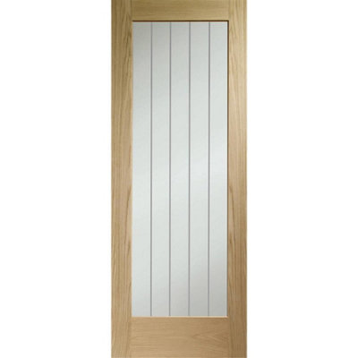 XL Joinery Int Oak Pre-Finished Suffolk P10 (Clear Etched Glass)1981 X 686 X 35mm (27") from B&Q