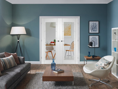 XL Joinery Internal White Primed Palermo 1L Pair With Clear Glass1981 X 1524 X 40mm (60") from B&Q