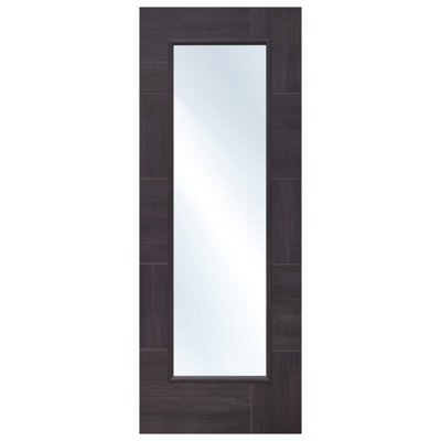 Xl Joinery Internal Laminate Umber Grey Ravenna Door With Clear Glass 1981 X 686 X 35mm (27") from B&Q