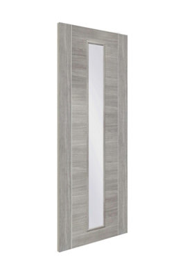 Xl Joinery Internal Laminate White Grey Forli With Clear Glass Door1981 X 838 X 35mm (33") from B&Q