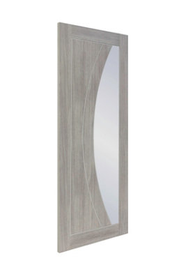 Xl Joinery Internal Laminate White Grey Salerno With Clear Glass Door2040 X 726 X 40mm from B&Q