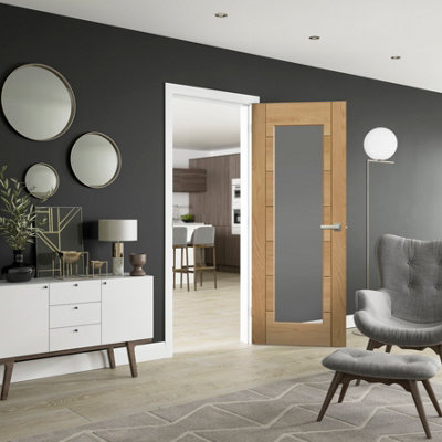 XL Joinery Internal Oak Palermo 1 Light (Clear Glass)2032 X 813 X 35mm (32") from B&Q