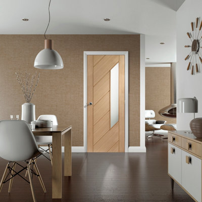 Xl Joinery Internal Monza Oak Obscure Glass Door 2040 X 926 X 40mm from B&Q
