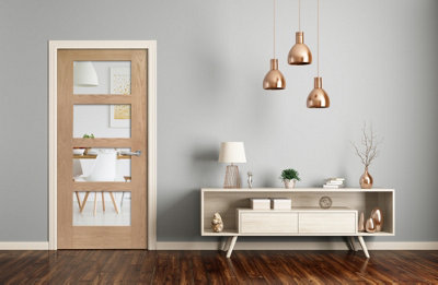XL Joinery Internal Oak Shaker With Clear Glass Fire Door2040 X 826 X 44mm