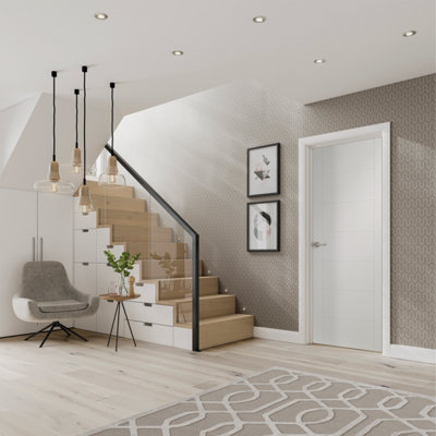 XL Joinery Internal White Primed Palermo Fire Door2040 X 826 X 44mm from B&Q