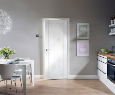 Xl Joinery Internal Verona White Primed Door 2040 X 726 X 40mm from B&Q