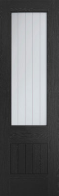 Internal Black Half-Glazed Cottage Door With Clear Etched Glass1981 X 610 X 35mmSuffolkXl Joinery from B&Q