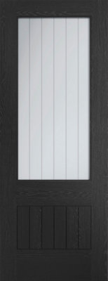 Internal Black Half-Glazed Cottage Door With Clear Etched Glass1981 X 838 X 35mmSuffolkXl Joinery from B&Q