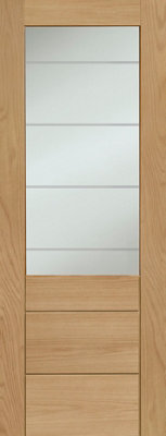 XL Joinery Internal Oak Pre-Finished  Palermo 2Xg Fire Door With Clear Etched Glass1981 X 762 X 44mm (30") from B&Q