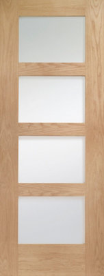 XL Joinery Internal Oak Pre-Finished Shaker Fire Door With Clear Glass1981 X 762 X 44mm (30") from B&Q