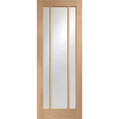 XL Joinery Internal Oak Pre-Finished Worcester 3L Fire Door With Clear Glass1981 X 686 X 44mm (27") from B&Q