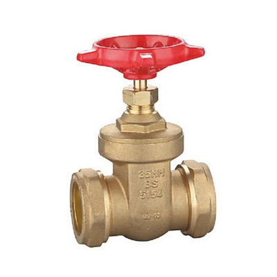 Plumbright 35mm Brass Gatevalve Wheel Head Dzr from B&Q