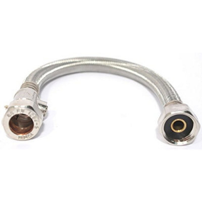 Plumbright Compression X Union Nut Flexible Hose 15mmx1/2"100mm (Braided Single) Jl1512-100 from B&Q