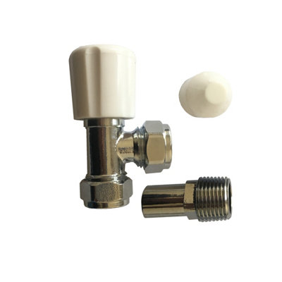 Plumbright 15mm White Angled Manual Radiator Valve Head And Body from B&Q