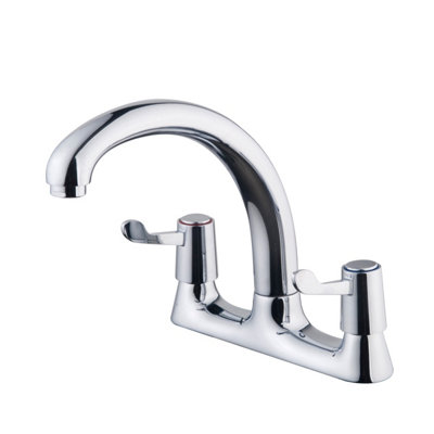  - Iflo New Lever Deck Sink Mixer Tap 1/4 Turn Levers