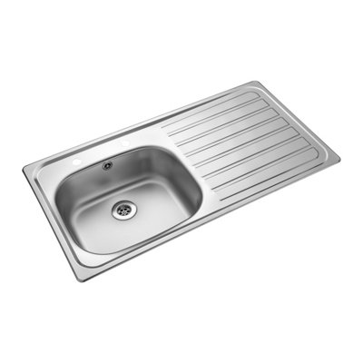 Iflo Stainless Steel 2 Tapholes Kitchen Sink 1.0 BowlRight Drainer from B&Q