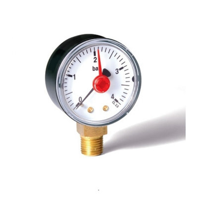 B&Q -  1/4" 0-4 Bar Bottom Connection Pressure Gauge 50mm Dial Cpsfe122008