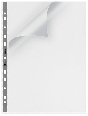 Rexel Nyrex Premium A4 Punched Pocket With Grey SpineClearTop & Left OpeningPack Of 2513682,90 Micron from B&Q