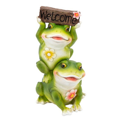 B&Q -  10979 Frogs With Welcome Sign Garden Ornament