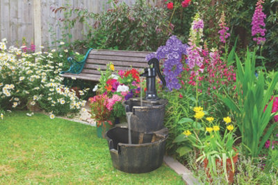 GardenKraft 2-Tier Barrel Cascading Water Feature from B&Q