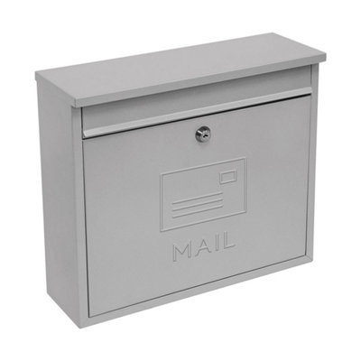 Gardenkraft Contemporary Silver Wall-Mounted Letterbox from B&Q