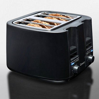 Quest 4 Slice Toaster With Wide SlotsBlack from B&Q