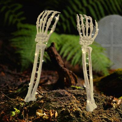 Global Gizmos Set Of 2 Halloween Skeleton Arm Lights / Indoor Or Outdoor Halloween Decoration / 6 Hour Timer / Ip44 Waterproof from B&Q