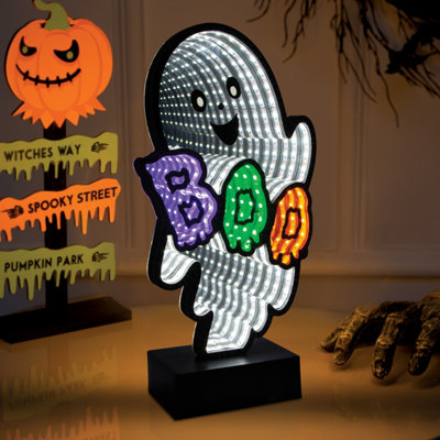 Global Gizmos Ghost Halloween LightInfinity Mirror Decoration from B&Q