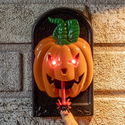 Global Gizmos Halloween Doorbell Decoration / Pumpkin Design / Glowing Led And Spooky Sound Effects / Trick Or Treat / Outdoor from B&Q