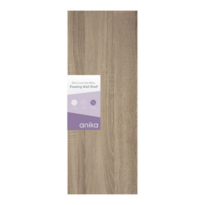 Anika 60Cm Limed Oak Effect Floating Shelf from B&Q