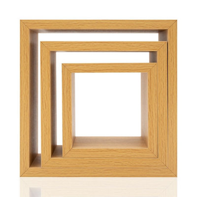Anika Oak Effect Cubed Set Of 3 LargeMedium And Small Floating Shelves from B&Q