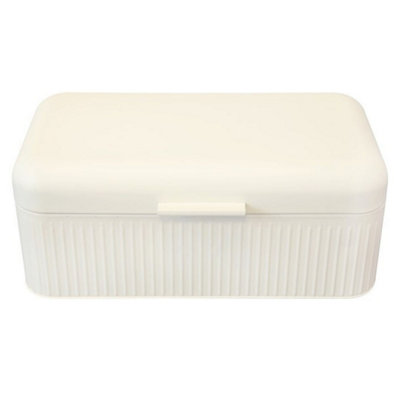 Large Bread Bin 15L Metal Ivory Loaf Bread Baked Storage Container Hinged Lid from B&Q