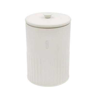 Biscuit Tin 1.5L Metal Ivory Round Cookie Food Storage Canister W/ Airtight Lid from B&Q