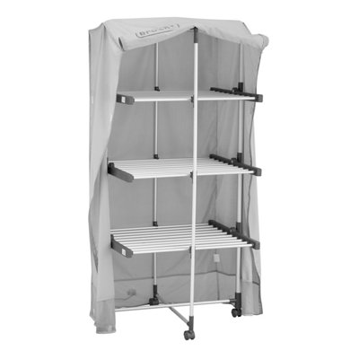 Black+Decker 3-Tier Heated Clothes Airer With Cover & Wheels from B&Q