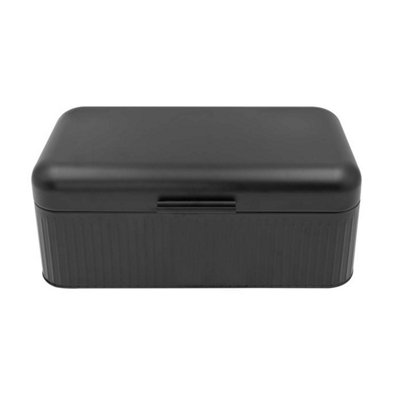 Large Bread Bin 15L Metal Black Loaf Bread Baked Storage Container Hinged Lid from B&Q