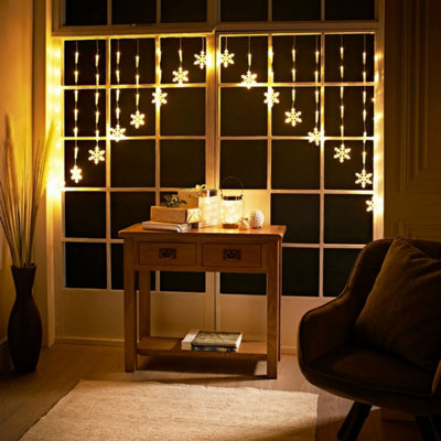 The Christmas Workshop 71619 Mains Operated Snowflake Curtain Lights from B&Q