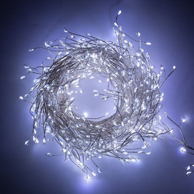 The Christmas Workshop 71739 480 Warm White Micro Led Cluster String Lights With Silver Wire Casing from B&Q
