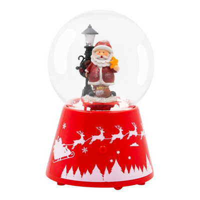  - Christmas Snow Globe Santa Musical Led Light Battery Operated Xmas Ornament