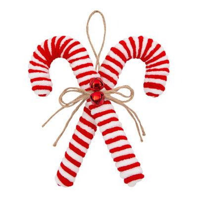 The Christmas Workshop 20Cm Crossed Candy Cane Tree Decoration from B&Q