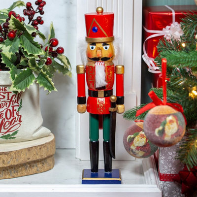 The Christmas Workshop 81550 35Cm Tall Wooden Nutcracker Soldier from B&Q