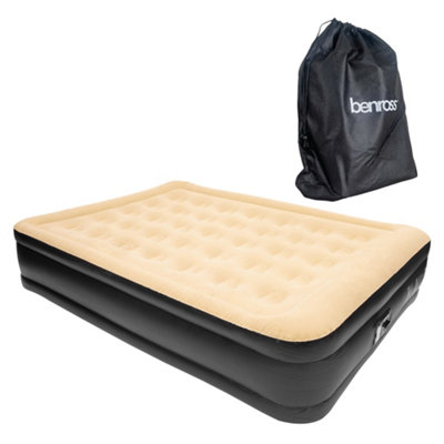 Benross 88030 Queen Size Inflatable Airbed With Built-In Electric PumpHigh Raised With Flocked TopBeigeTwo Person from B&Q