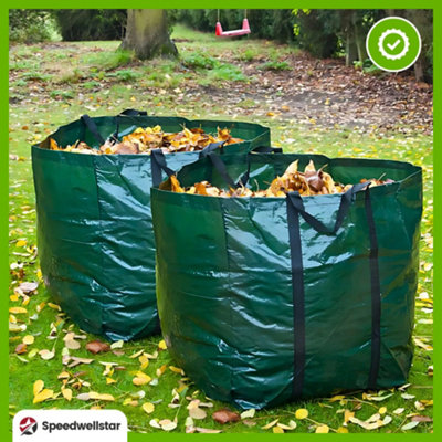 2X 500L Heavy Duty Garden Waste Bags LargeWaterproofReusable Rubbish And Grass Sacks By Speedwellstar from B&Q